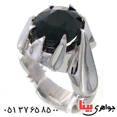 انگشتر یاقوت کبود آفریقایی مردانه درشت مدل دور اشکی _کد:10696