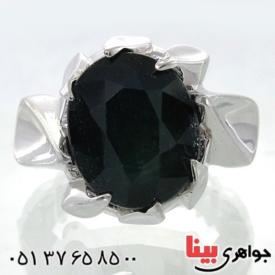 انگشتر یاقوت کبود آفریقایی مردانه درشت مدل دور اشکی _کد:10696