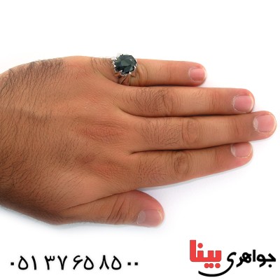 انگشتر یاقوت کبود آفریقایی مردانه درشت مدل دور اشکی _کد:10696