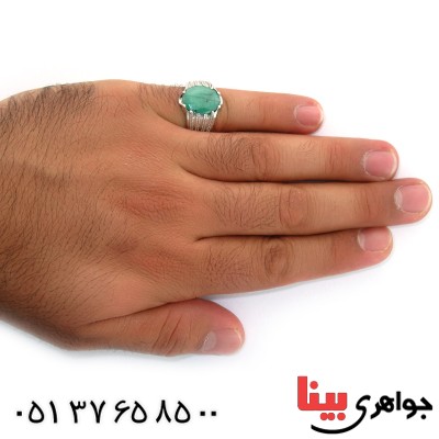 انگشتر زمرد آفریقایی مردانه درشت چشمگیر _کد:1486