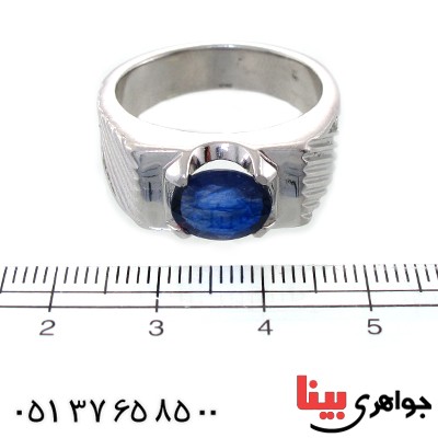 انگشتر یاقوت کبود آفریقایی مردانه مدل شیاردار مورب _کد:1488