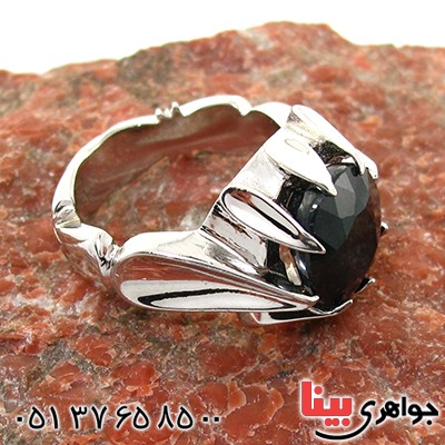 انگشتر یاقوت کبود آفریقایی مردانه درشت مدل دور اشکی _کد:10702