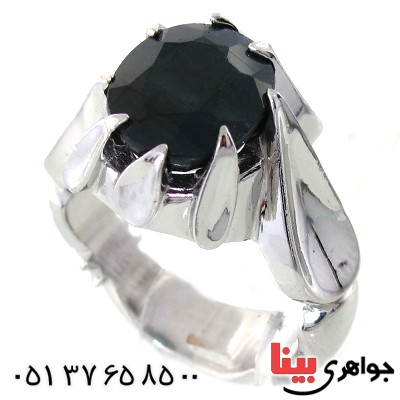 انگشتر یاقوت کبود آفریقایی مردانه درشت مدل دور اشکی _کد:10702