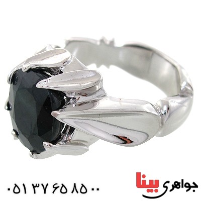 انگشتر یاقوت کبود آفریقایی مردانه درشت مدل دور اشکی _کد:10702