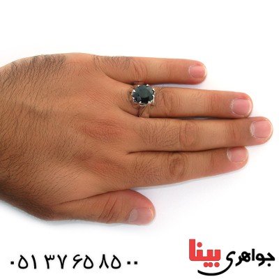 انگشتر یاقوت کبود آفریقایی مردانه درشت مدل دور اشکی _کد:10702
