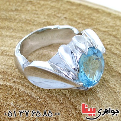 انگشتر توپاز مردانه درشت مدل دور اشکی _کد:1490