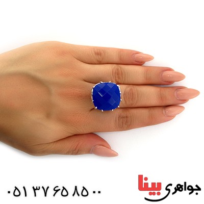 انگشتر یاقوت کبود سوارسکی فاخر زنانه درشت مدل شراره _کد:10706