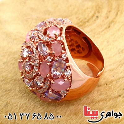 انگشتر کوارتز صورتی (رز کوارتز) زنانه درشت فاخر باشکوه _کد:1495