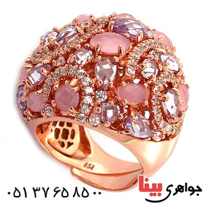 انگشتر کوارتز صورتی (رز کوارتز) زنانه درشت فاخر باشکوه _کد:1495