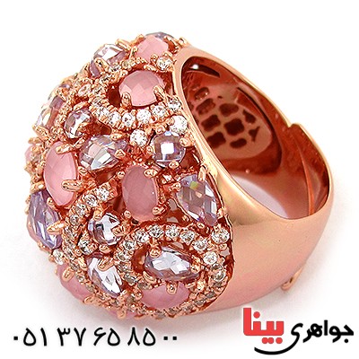 انگشتر کوارتز صورتی (رز کوارتز) زنانه درشت فاخر باشکوه _کد:1495