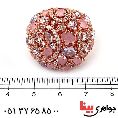 انگشتر کوارتز صورتی (رز کوارتز) زنانه درشت فاخر باشکوه _کد:1495