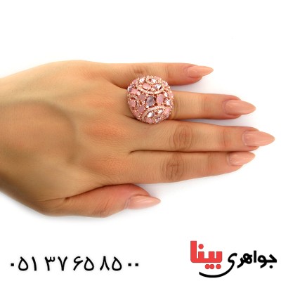 انگشتر کوارتز صورتی (رز کوارتز) زنانه درشت فاخر باشکوه _کد:1495