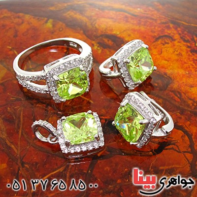 سرویس زبرجد سوارسکی زنانه درخشان مدل مربعی _کد:10715