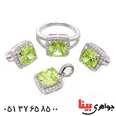 سرویس زبرجد سوارسکی زنانه درخشان مدل مربعی _کد:10715