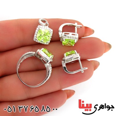 سرویس زبرجد سوارسکی زنانه درخشان مدل مربعی _کد:10715