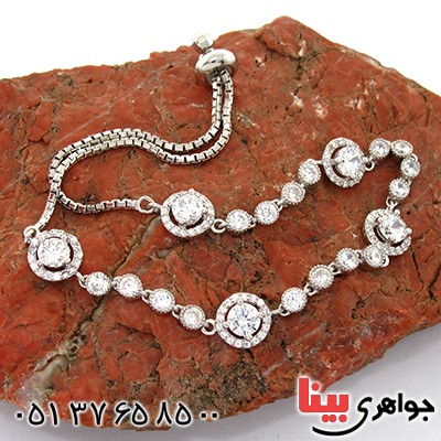دستبند نقره زنانه مدل آذین مجلسی _کد:10717