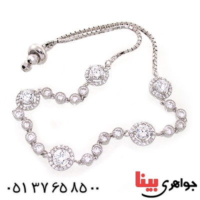 دستبند نقره زنانه مدل آذین مجلسی _کد:10717