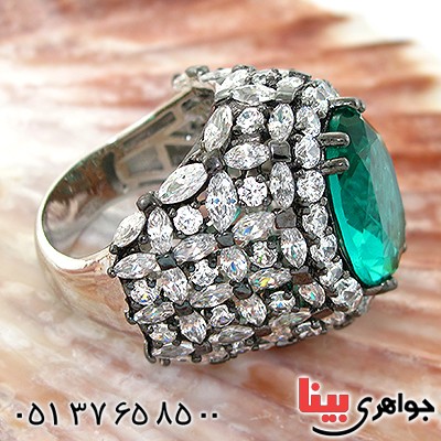 انگشتر زمرد سوارسکی زنانه درشت فاخر سلطنتی _کد:1500
