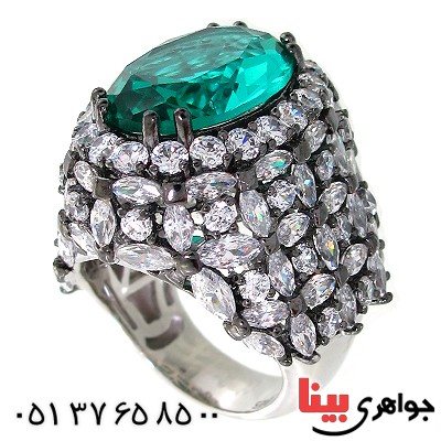 انگشتر زمرد سوارسکی زنانه درشت فاخر سلطنتی _کد:1500