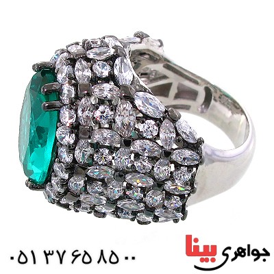 انگشتر زمرد سوارسکی زنانه درشت فاخر سلطنتی _کد:1500