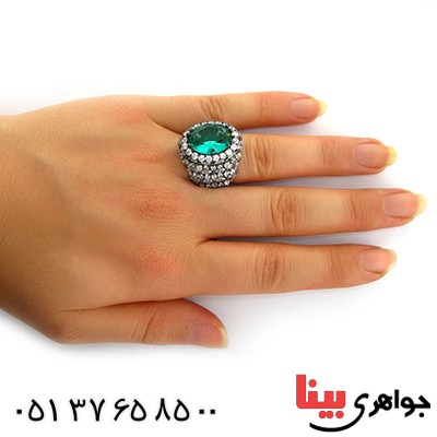 انگشتر زمرد سوارسکی زنانه درشت فاخر سلطنتی _کد:1500