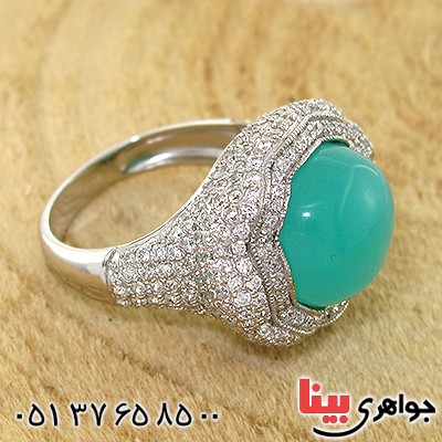 انگشتر سنگ ماه (مون استون) زنانه درشت درخشان پر نگین _کد:10719