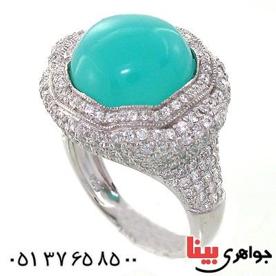 انگشتر سنگ ماه (مون استون) زنانه درشت درخشان پر نگین _کد:10719