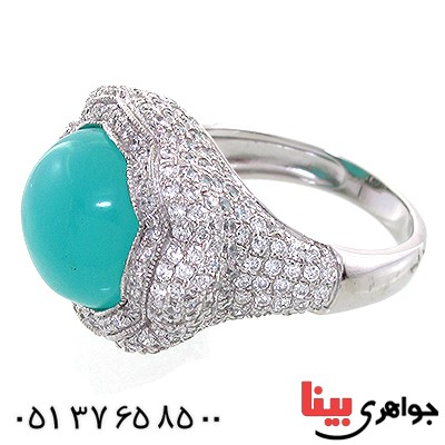 انگشتر سنگ ماه (مون استون) زنانه درشت درخشان پر نگین _کد:10719