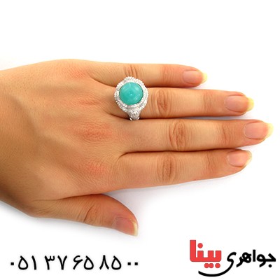 انگشتر سنگ ماه (مون استون) زنانه درشت درخشان پر نگین _کد:10719