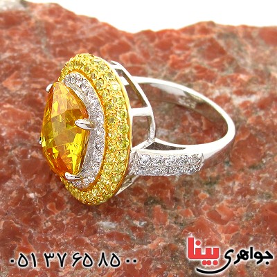 انگشتر یاقوت زرد سوارسکی زنانه درشت شیک مجلسی _کد:10721