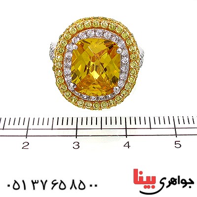 انگشتر یاقوت زرد سوارسکی زنانه درشت شیک مجلسی _کد:10721