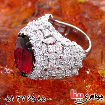 انگشتر یاقوت سرخ سوارسکی زنانه درشت فاخر سلطنتی _کد:1501