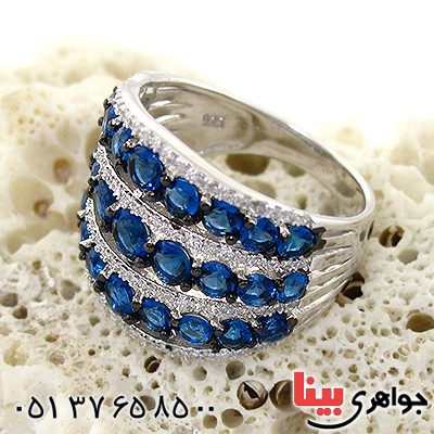 انگشتر یاقوت کبود سوارسکی زنانه درشت شکیل _کد:10724