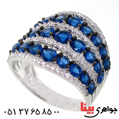 انگشتر یاقوت کبود سوارسکی زنانه درشت شکیل _کد:10724