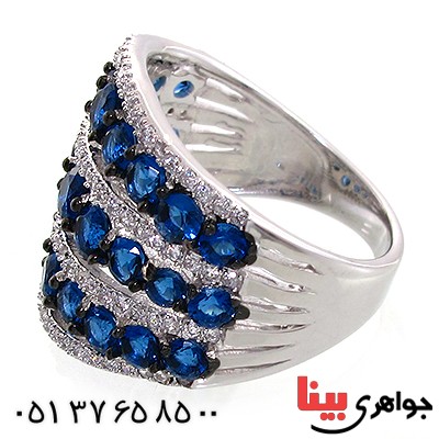 انگشتر یاقوت کبود سوارسکی زنانه درشت شکیل _کد:10724