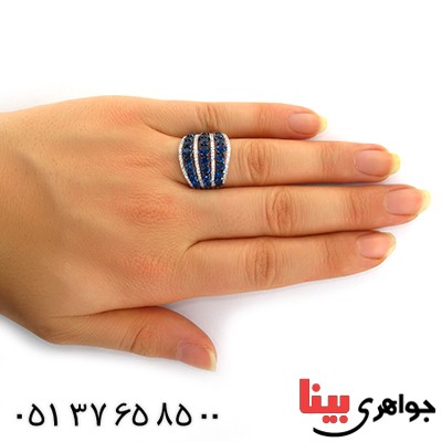 انگشتر یاقوت کبود سوارسکی زنانه درشت شکیل _کد:10724