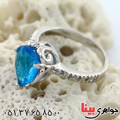 انگشتر توپاز سوارسکی زنانه مدل اشکی _کد:10726
