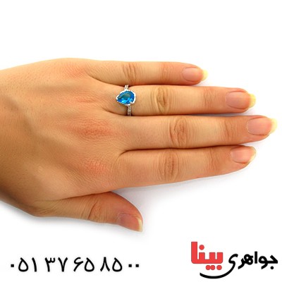 انگشتر توپاز سوارسکی زنانه مدل اشکی _کد:10726