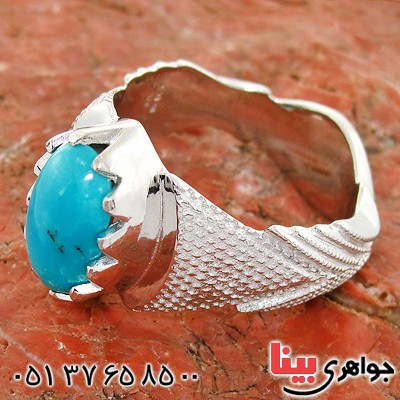 انگشتر فیروزه نیشابوری عجمی درشت مردانه شکیل _کد:1502