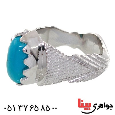 انگشتر فیروزه نیشابوری عجمی درشت مردانه شکیل _کد:1502