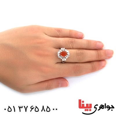 انگشتر عقیق یمنی زنانه مدل نیکا _کد:10728