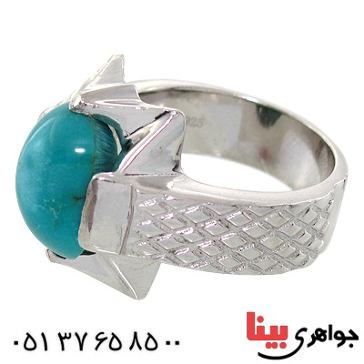 انگشتر فیروزه نیشابوری عجمی خوشرنگ مردانه درشت _کد:1505