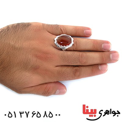انگشتر عقیق یمنی درشت مردانه فاخر مدل شمسه _کد:1506
