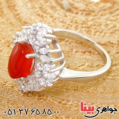 انگشتر عقیق یمنی درشت زنانه مدل گلسا _کد:10732
