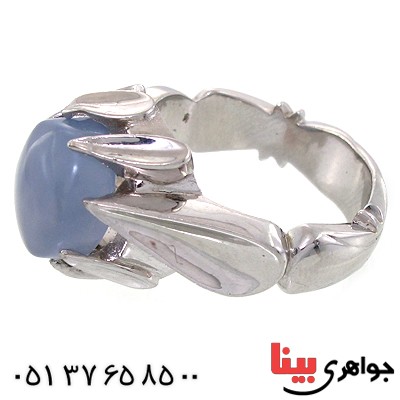 انگشتر عقیق یمنی کبود مردانه درشت مدل دور اشکی _کد:1508