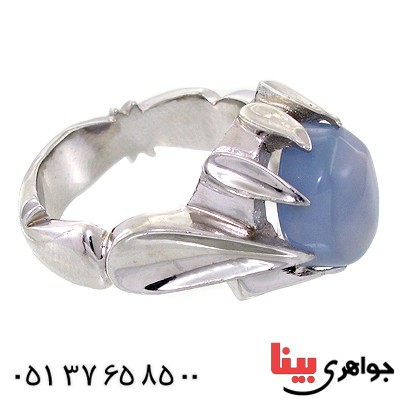 انگشتر عقیق یمنی کبود مردانه درشت مدل دور اشکی _کد:1508