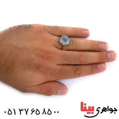 انگشتر عقیق یمنی کبود مردانه درشت مدل دور اشکی _کد:1508