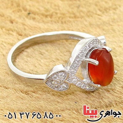 انگشتر عقیق یمنی زنانه مدل قلب _کد:10734
