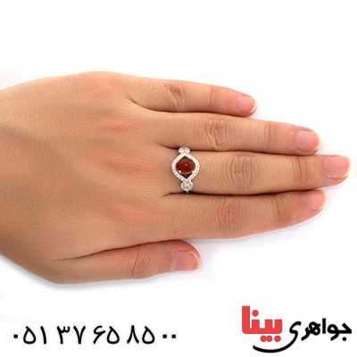 انگشتر عقیق یمنی زنانه مدل قلب _کد:10734