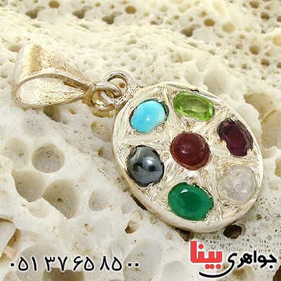 گردنبند چند جواهر هفت نگین بیضی _کد:10735